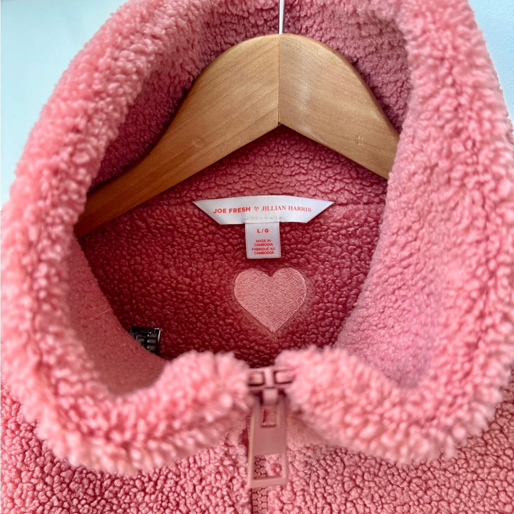 Joe Fresh 🩷 Jillian Harris Cozy Pink Teddy Jacket Sz L - Picture 5 of 7
